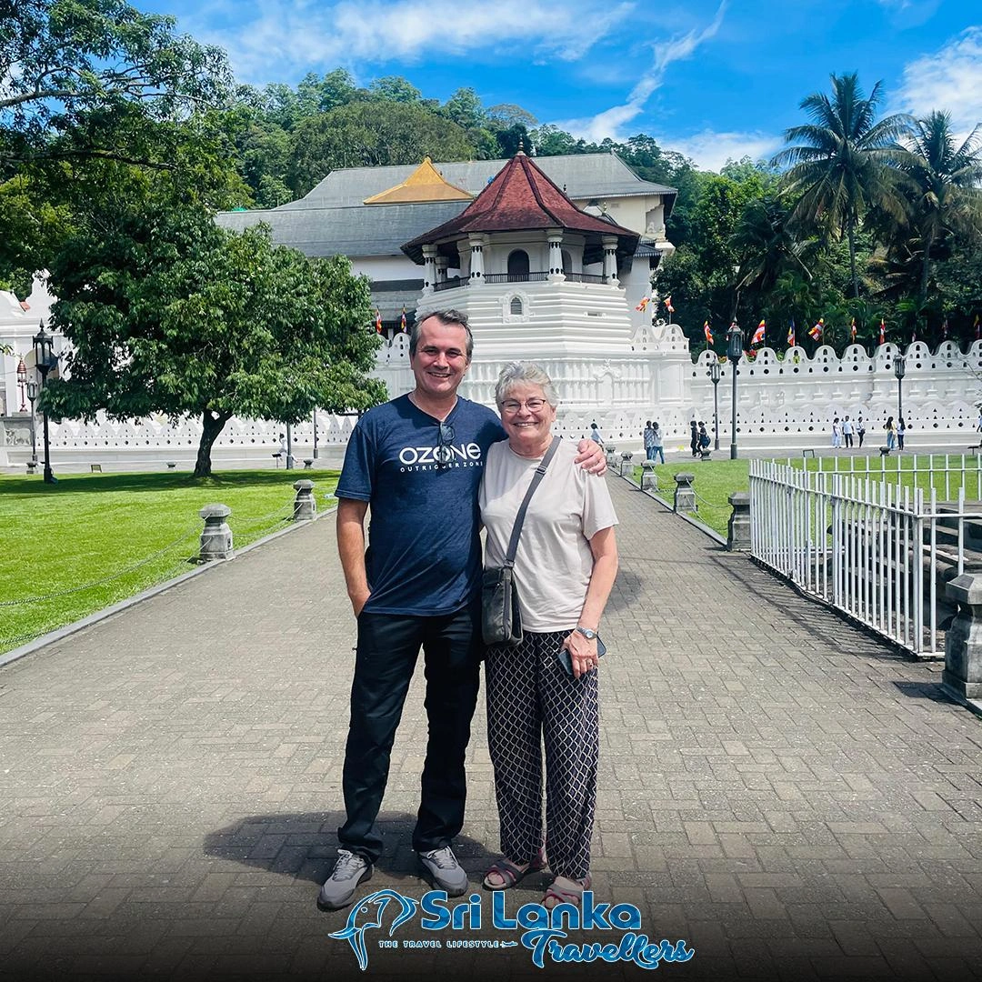 Guests visiting a temple on a tailor-made Sri Lanka tour
